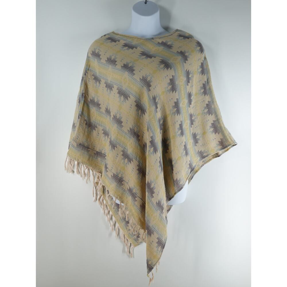Ryan Michaels Poncho Top Women L Aztec Southwestern Fringe Western Boho NEW